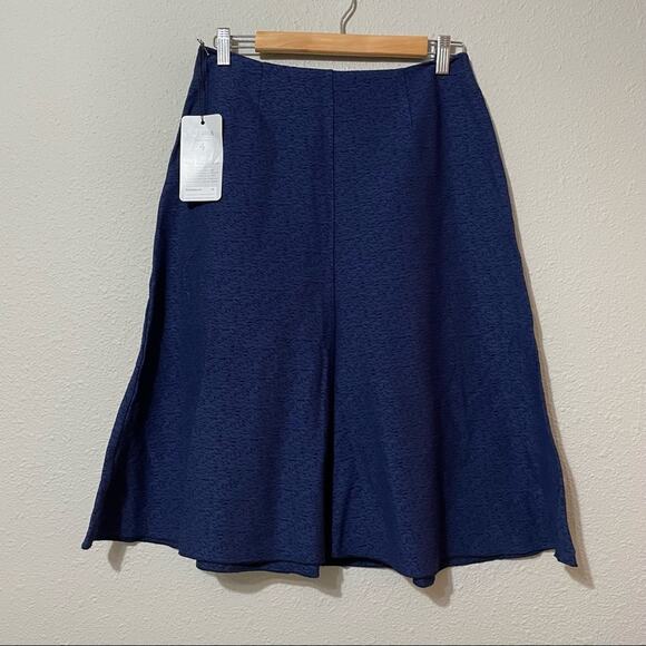 Cabi Blue Heathered Tulip Fluted Skirt Womens 4 Preppy Academia Modest - Picture 1 of 8